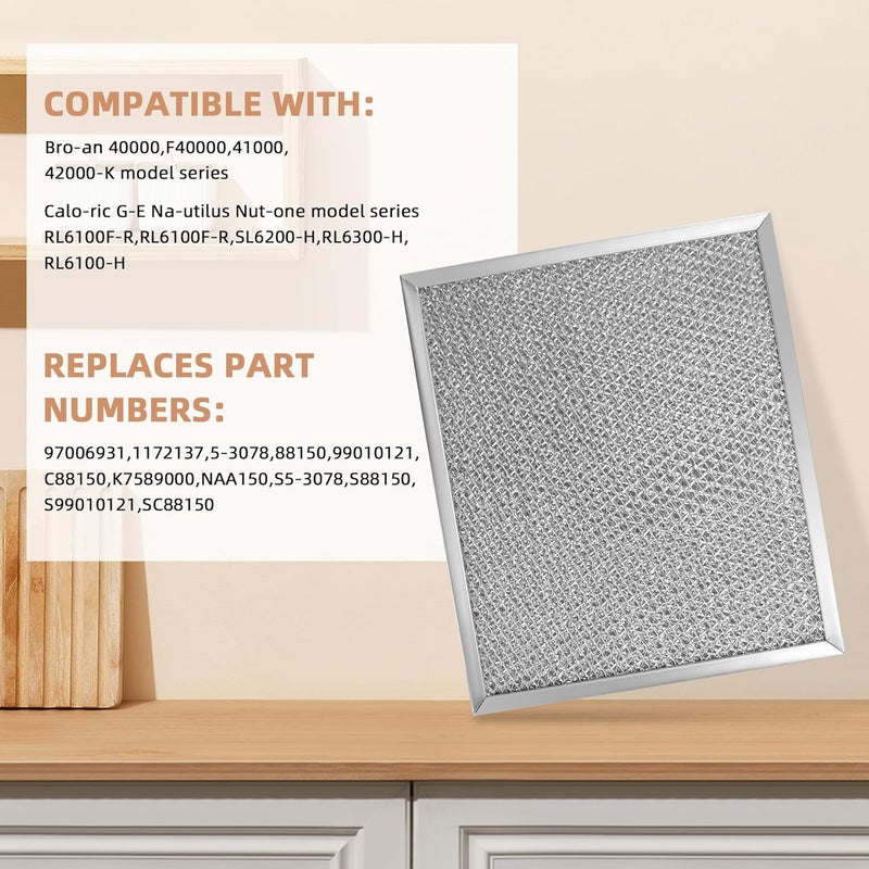 Fetechmate S97006931 Range Hood Filter by Compatible with Br-oan Nu-tone BP29 NY NV Series Range Hood 97006931 Aluminum Filter Replace 1172137, 5-3078, 88150, 99010121-10.5 x 8.75in - 4 PACK - Image 5